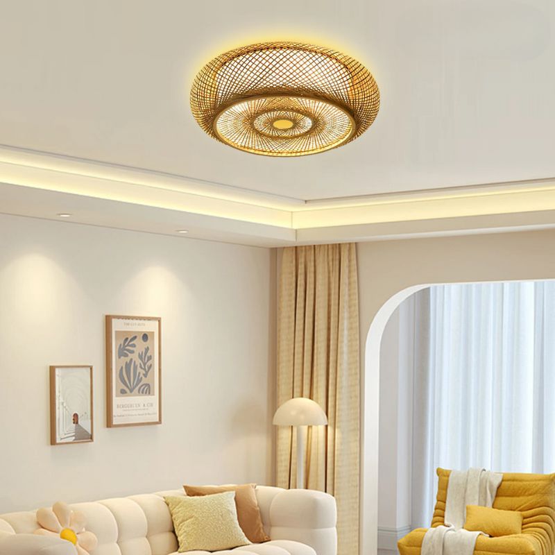 Lampe Design Raffinée En Rotin Sculpté