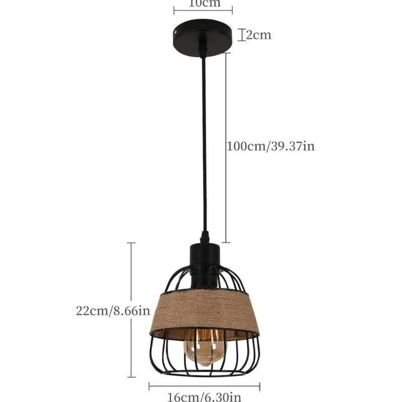 Suspension Industrielle Design Cage Rétro Élégant