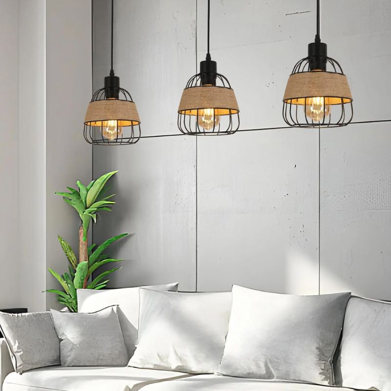 Suspension Industrielle Design Cage Rétro Élégant