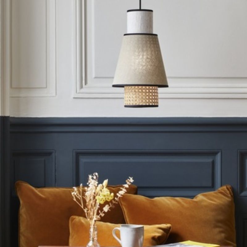 Suspension Moderne Artisanale en Rotin
