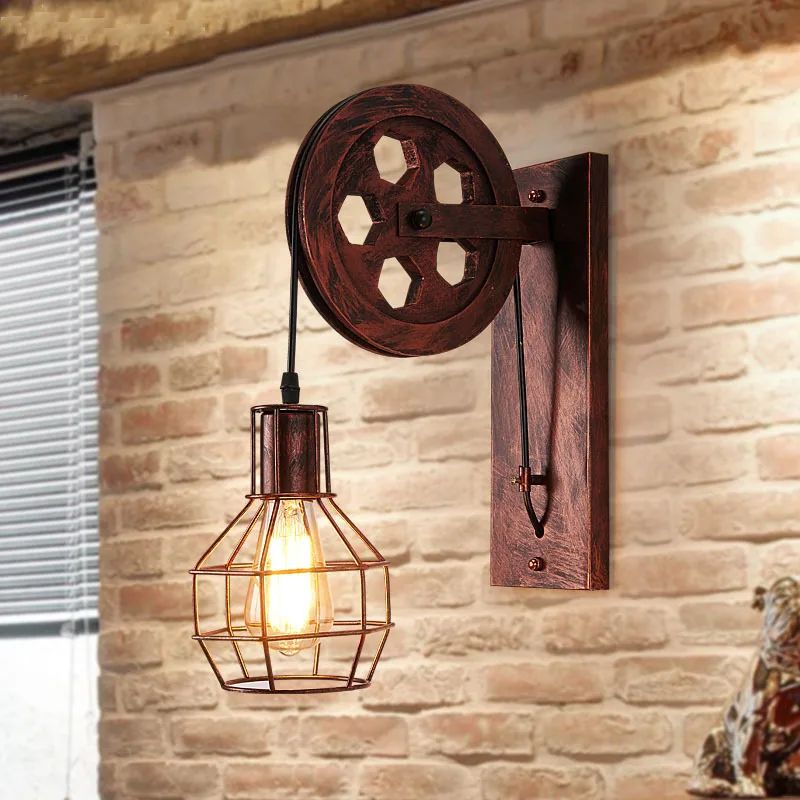 Applique Murale Design Vintage Avec Poulie