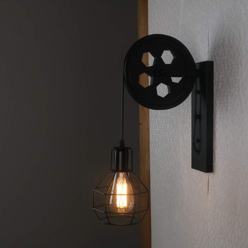 Applique Murale Design Vintage Avec Poulie