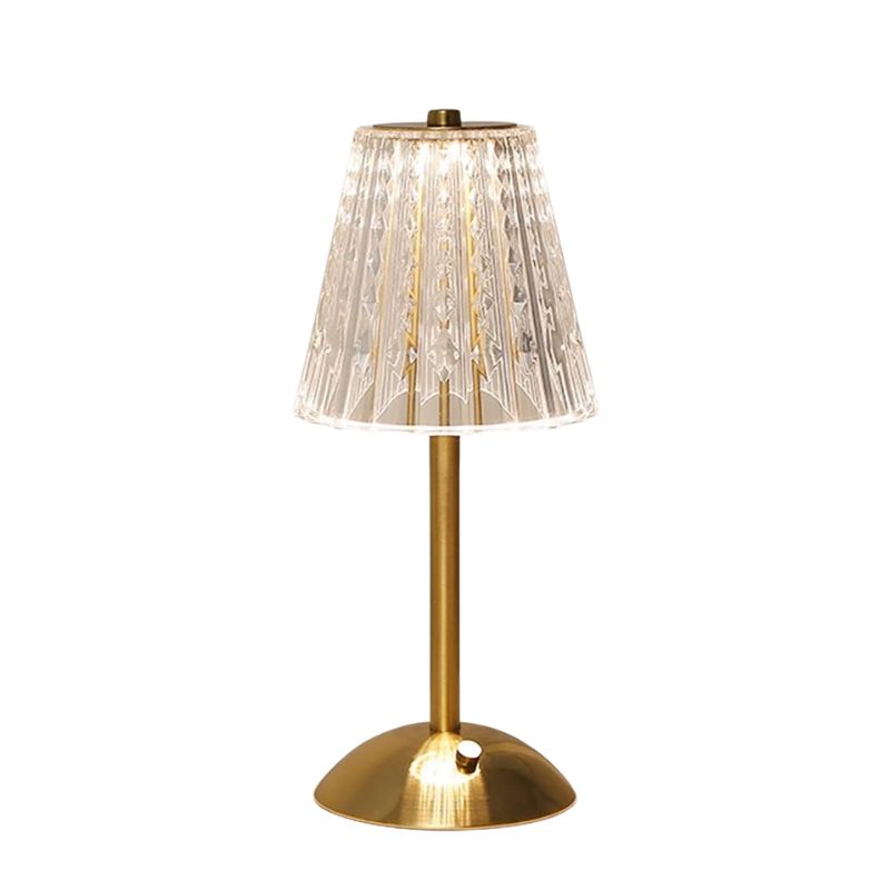 Lampe LED USB Chic Et Moderne, lampe cristal transparent avec pied doré