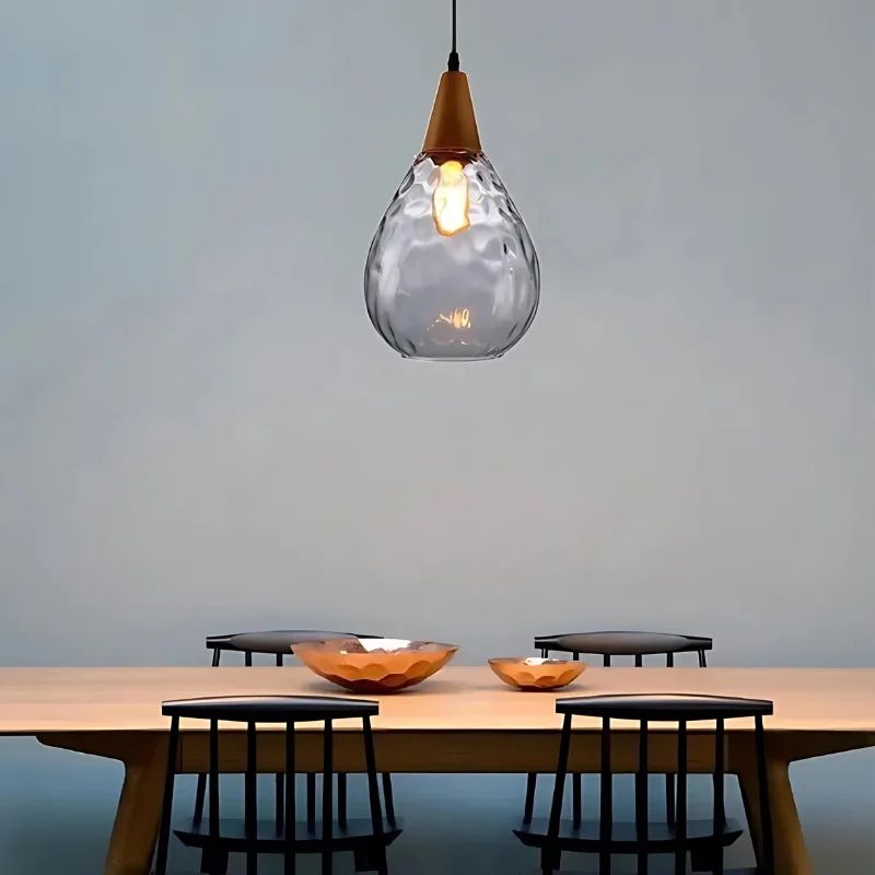 Suspension Industrielle en Verre Design Goute d’Eau