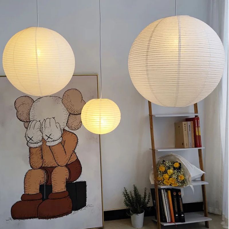Lampe Japonaise Design Ronde En Papier Tendu