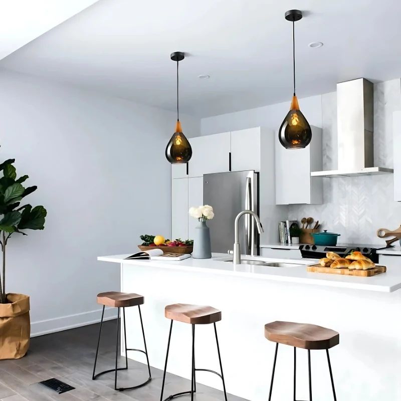 Suspension Industrielle en Verre Design Goute d’Eau