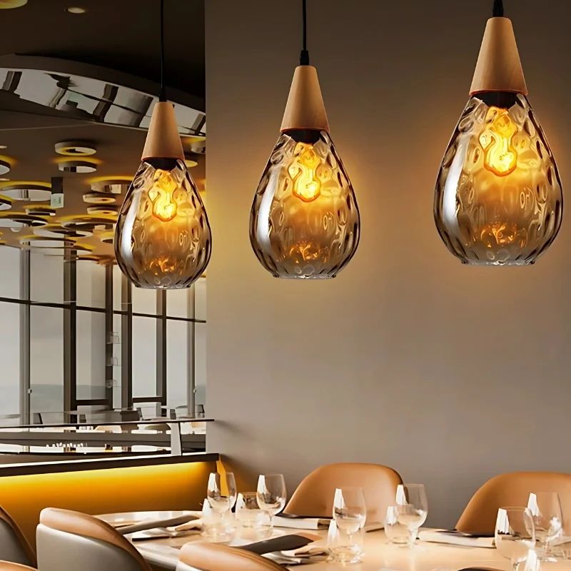 Suspension Industrielle en Verre Design Goute d’Eau