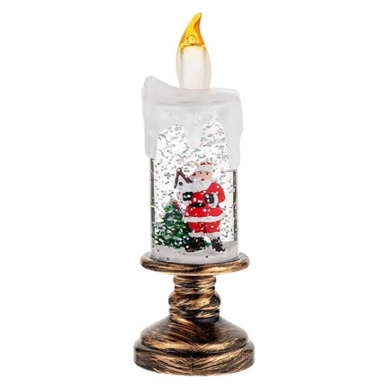 Lampe De Table Bougie De Noël Avec Père Noël Et Effet Neige Lumineux