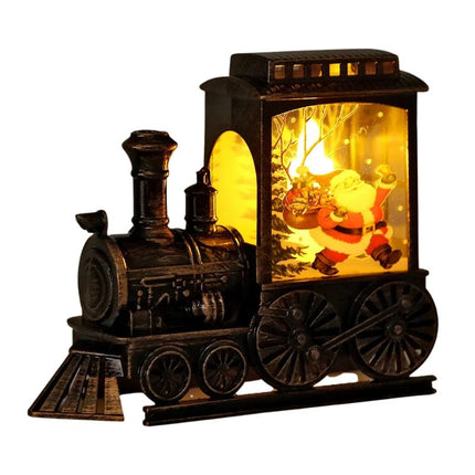 Veilleuse De Noël En Forme De Train Vintage Avec Père Noël Et Rennes
