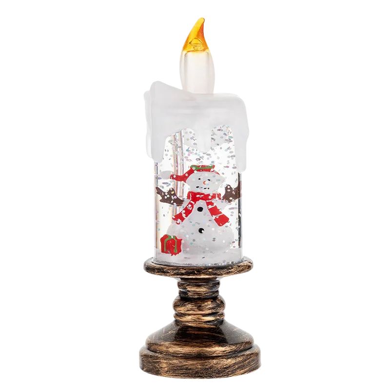 Lampe De Table Bougie De Noël LED Avec Flocon Et Bonhomme De Neige