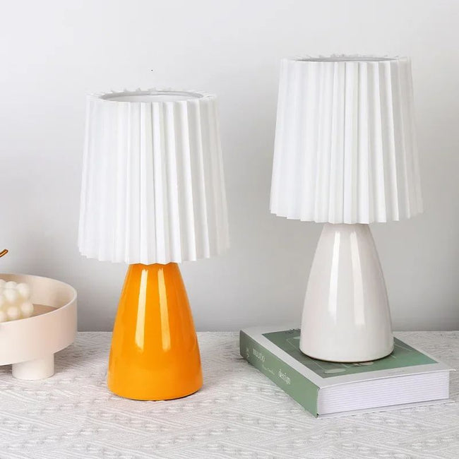 Lampe De Table Chic Avec Abat-Jour Plissé