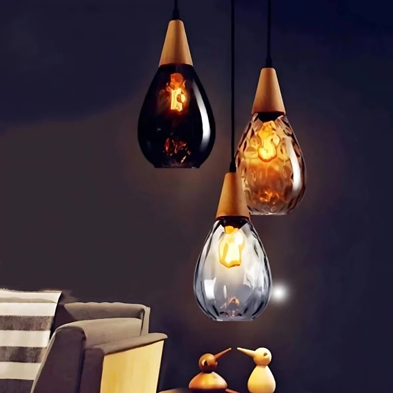 Suspension Industrielle en Verre Design Goute d’Eau