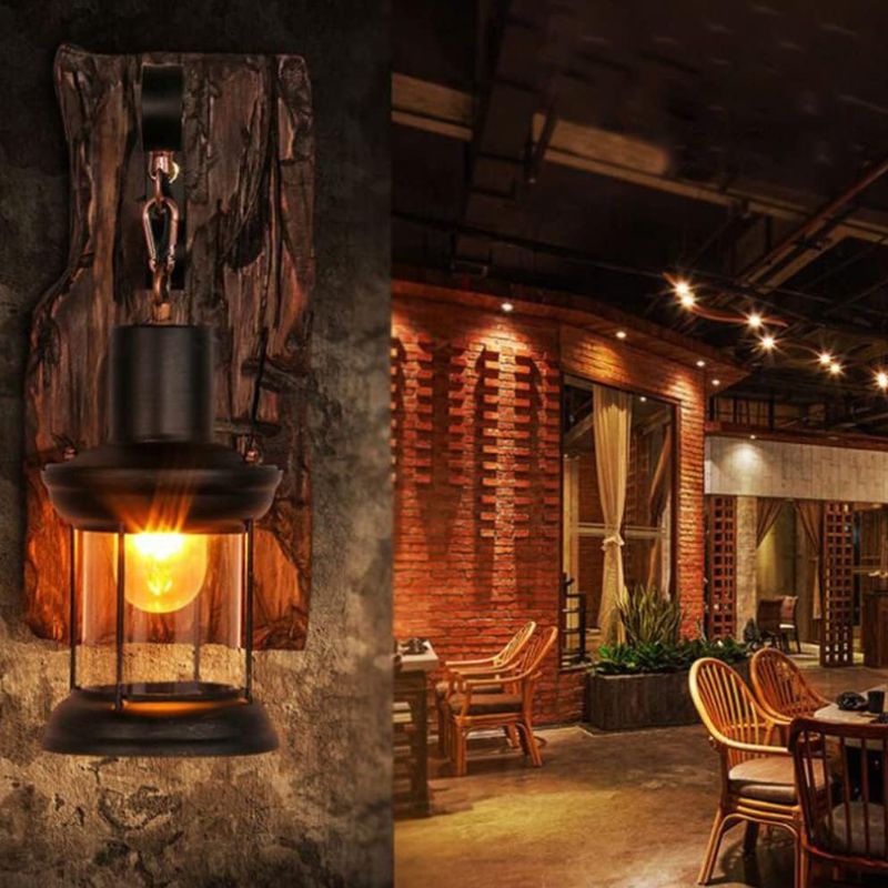 Applique Murale Industrielle Vintage Avec Lanterne En Métal