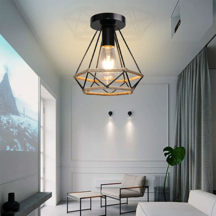 Lampe Industrielle Vintage Avec  Corde De Chanvre