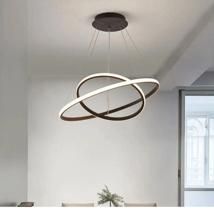 Lampe Design Suspendue Double Anneaux Élégants