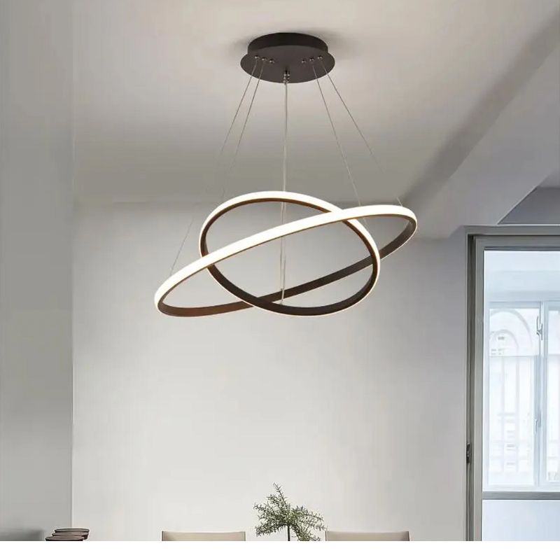 Lampe Design Suspendue Double Anneaux Élégants