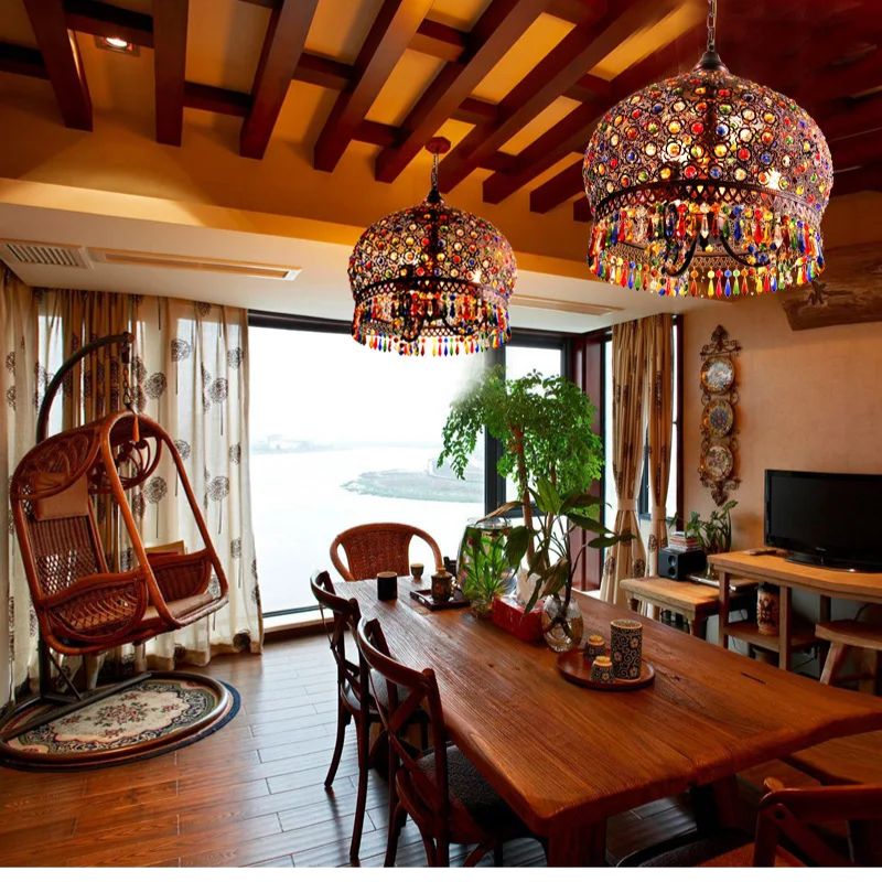 Lampe Bohème Raffinée En Cristal Coloré