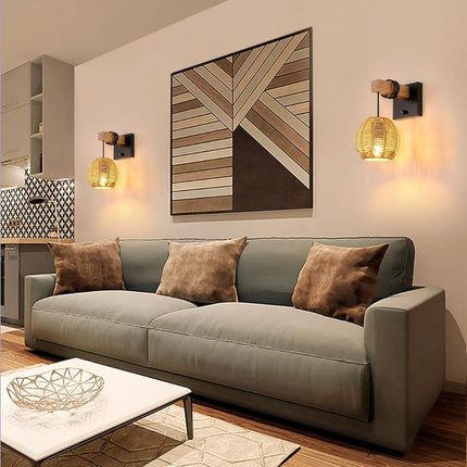 Applique Murale Bohème En Rotin Naturel Élégant