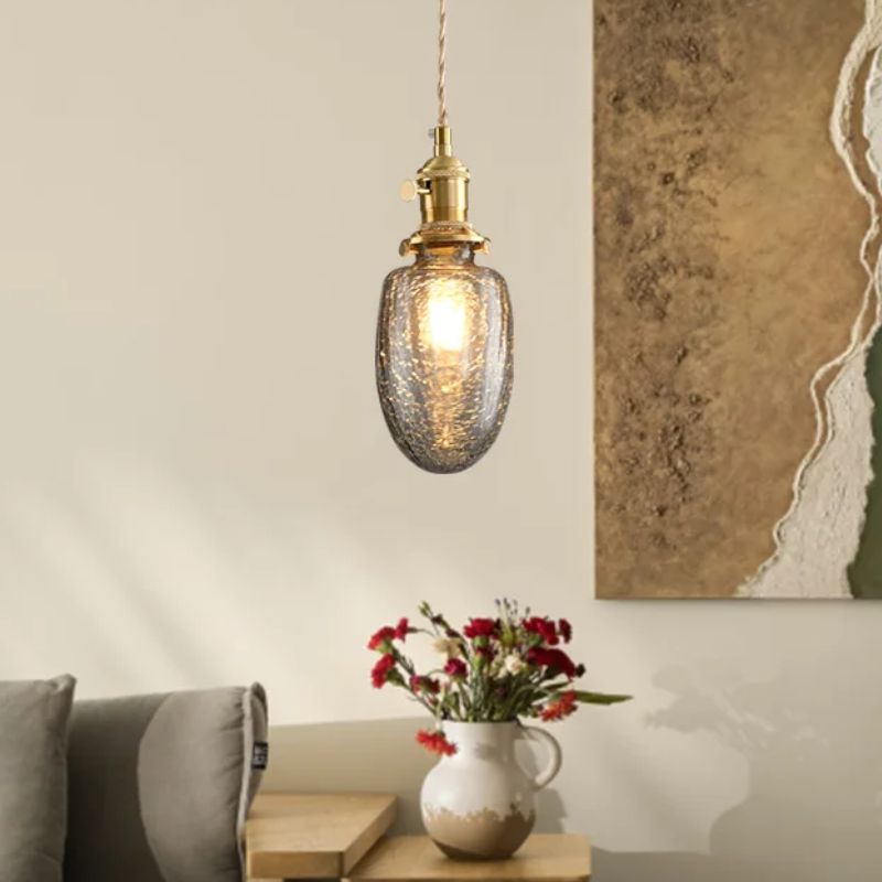 Suspension Vintage Verre Sculpté Ambiance Loft