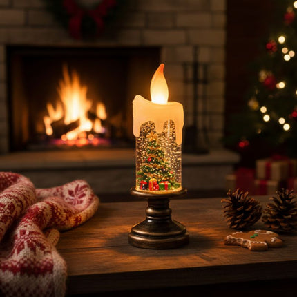 Lampe De Table Bougie De Noël Avec Sapin Lumineux