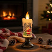 Lampe De Table Bougie De Noël Avec Père Noël Et Effet Neige Lumineux