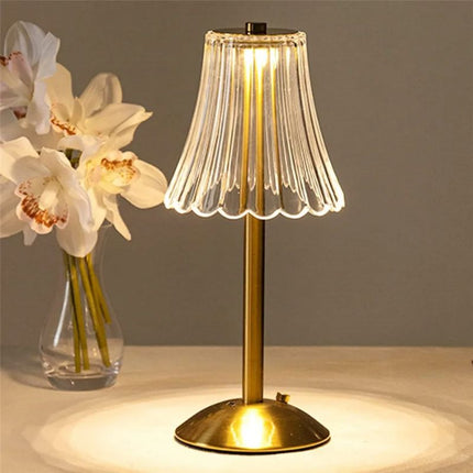 Lampe De Table Cristal Avec Pied Doré Chic