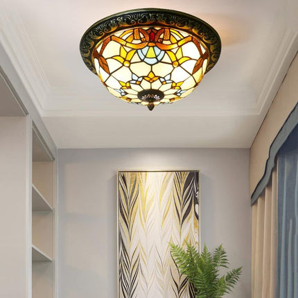 Lampe Tiffany Plafonnier Rétro Multicolore