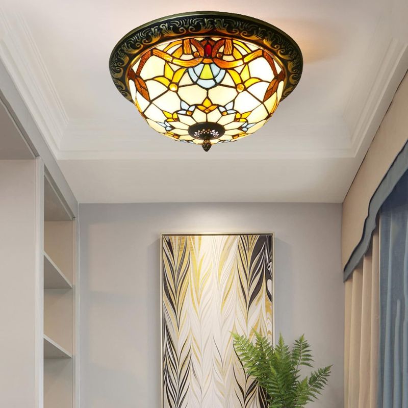 Lampe Tiffany Plafonnier Rétro Multicolore