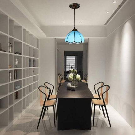 Lampe Tiffany Vitrail Bleu Intense