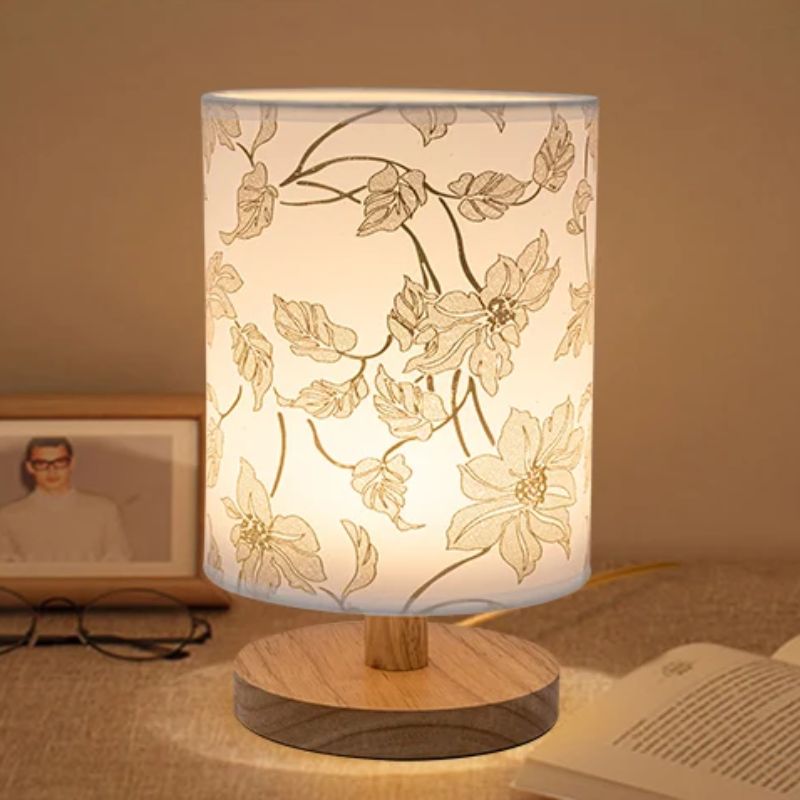 Lampe Japonaise Tissu Doux Avec Motifs Fleurs