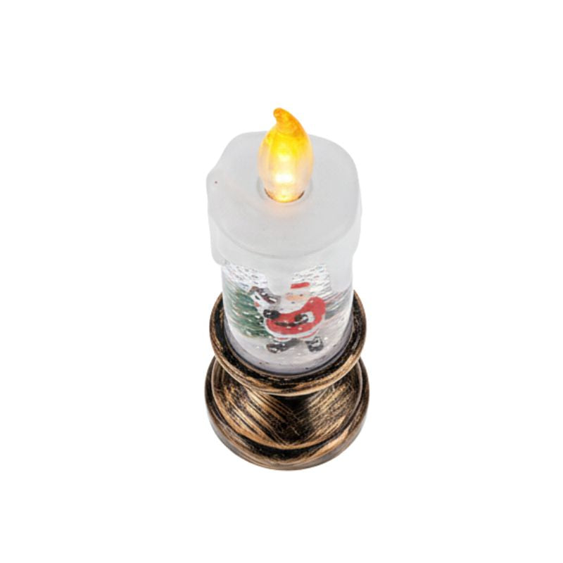 Lampe De Table Bougie De Noël Avec Père Noël Et Effet Neige Lumineux