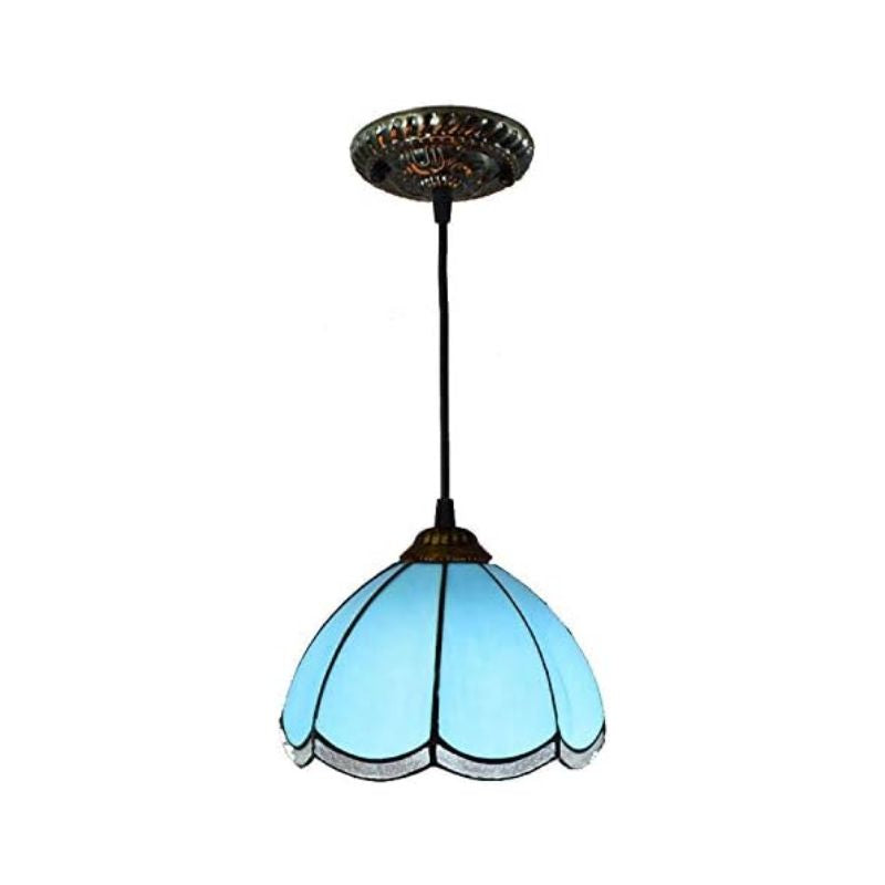 Lampe Tiffany Vitrail Bleu Intense