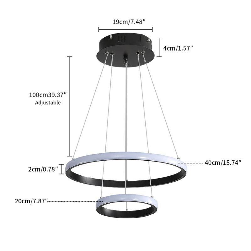 Lampe Design Suspendue Double Anneaux Élégants