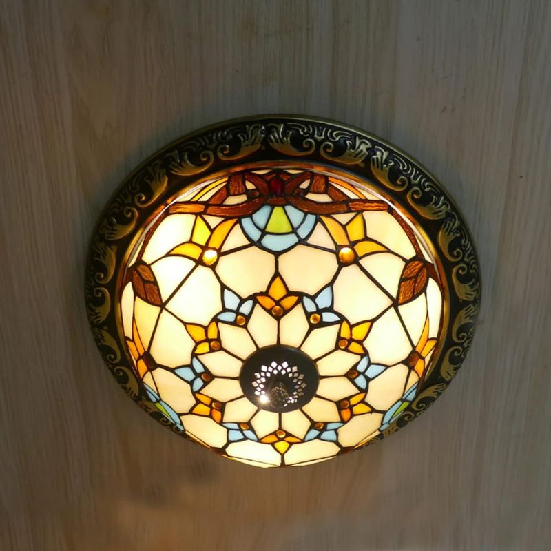 Lampe Tiffany Plafonnier Rétro Multicolore