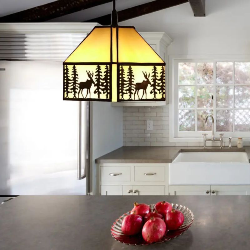 Lampe Tiffany Motif Cerf Artistique