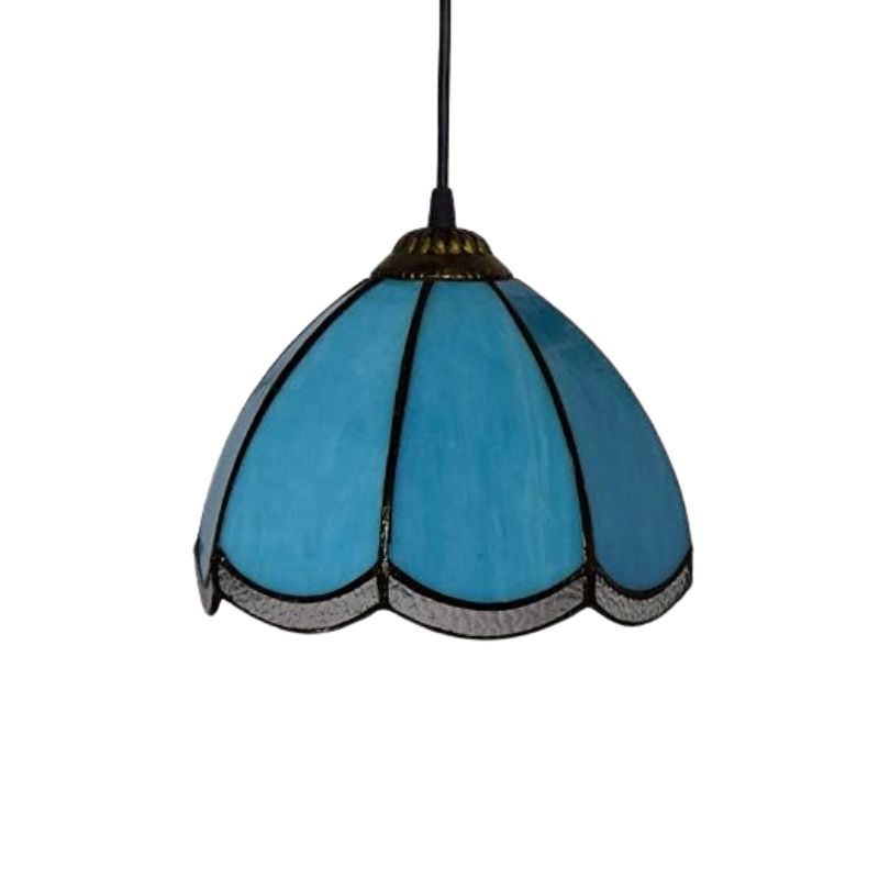 Lampe Tiffany Vitrail Bleu Intense