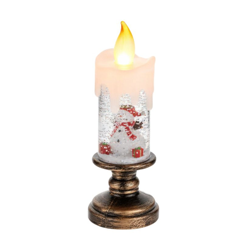 Lampe De Table Bougie De Noël LED Avec Flocon Et Bonhomme De Neige
