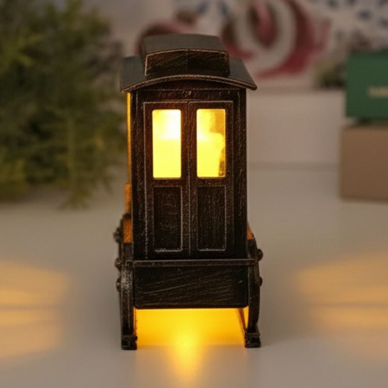 Veilleuse De Noël En Forme De Train Vintage Avec Père Noël Et Rennes