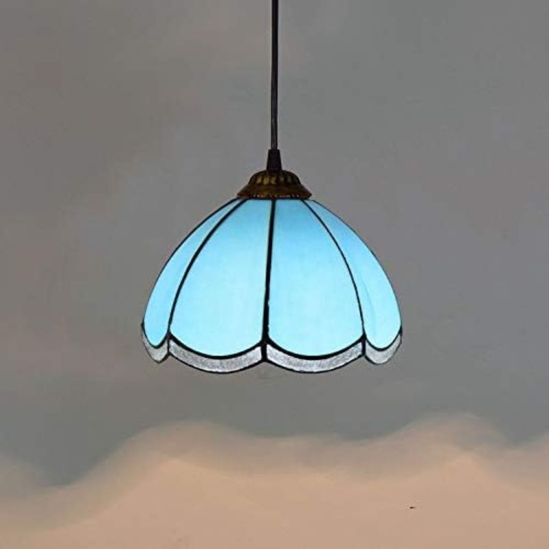 Lampe Tiffany Vitrail Bleu Intense