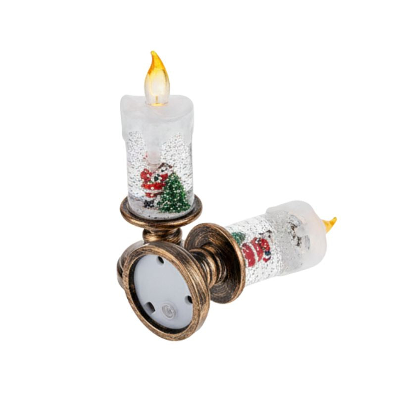 Lampe De Table Bougie De Noël Avec Père Noël Et Effet Neige Lumineux