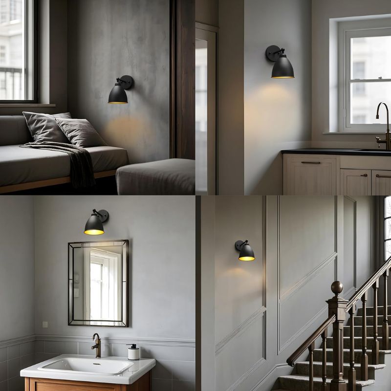 Applique Murale Industrielle Noir Mat Style Rustique