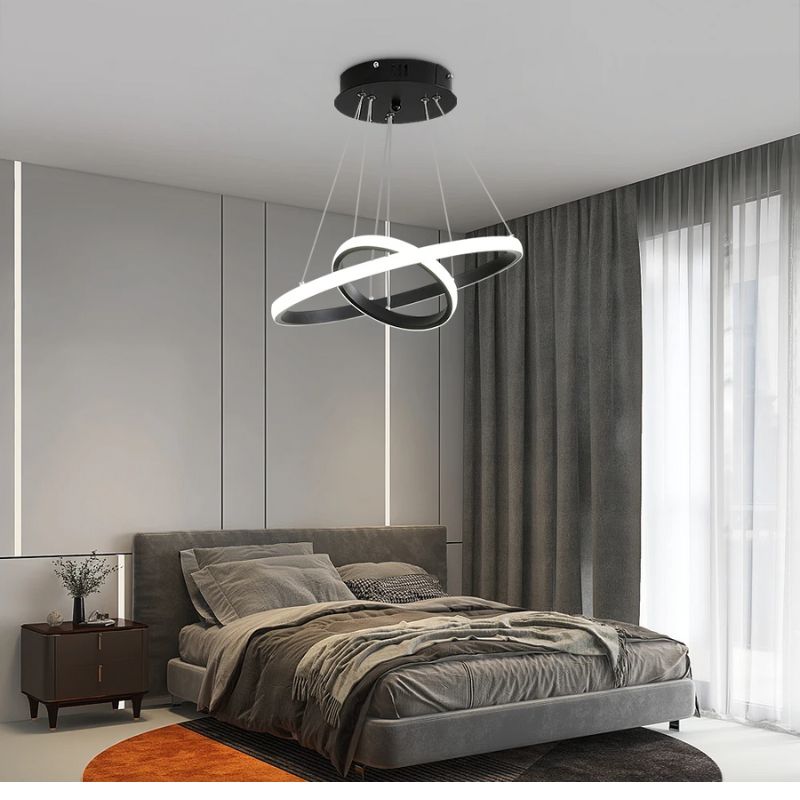 Lampe Design Suspendue Double Anneaux Élégants