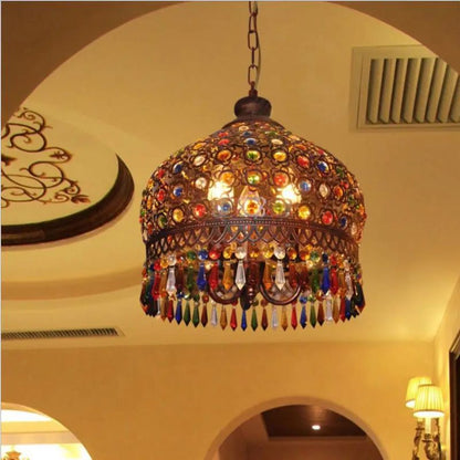 Lampe Bohème Raffinée En Cristal Coloré