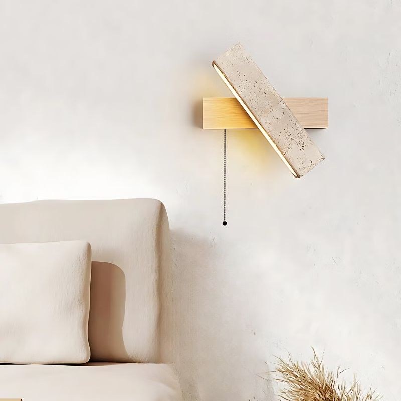 Applique Murale Bohème en Bois et Pierre Naturelle