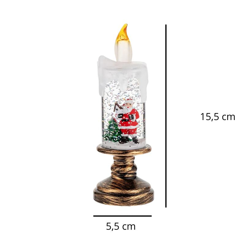 Lampe De Table Bougie De Noël Avec Père Noël Et Effet Neige Lumineux
