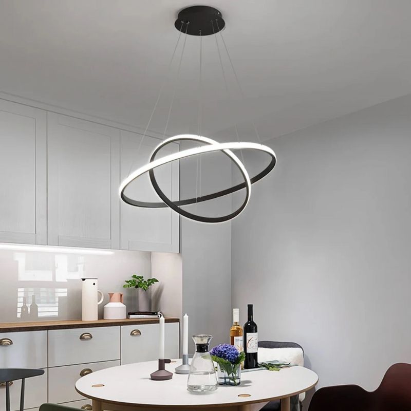 Lampe Design Suspendue Double Anneaux Élégants