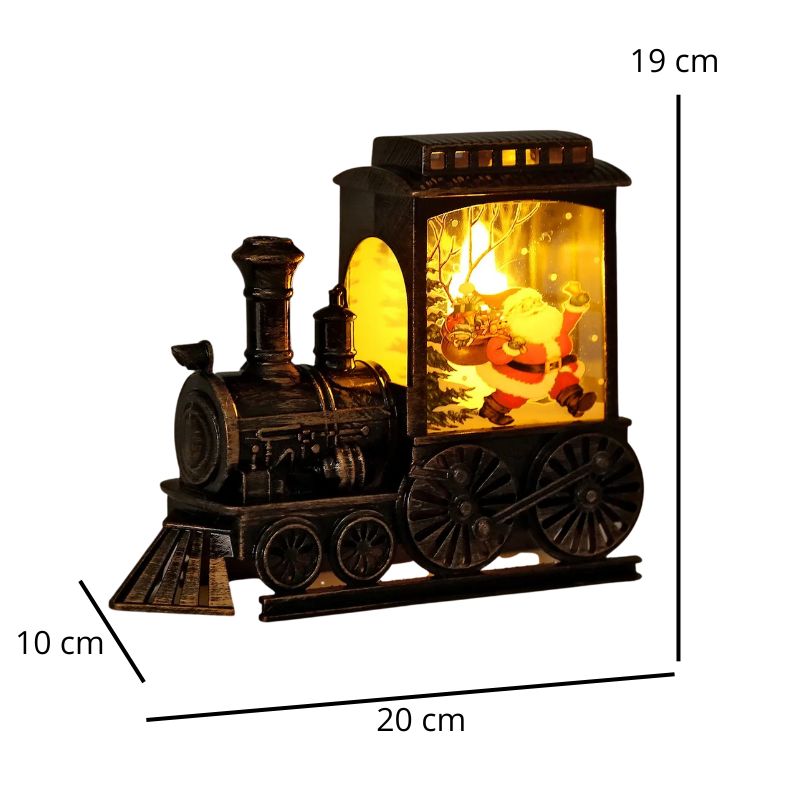 Veilleuse De Noël En Forme De Train Vintage Avec Père Noël Et Rennes