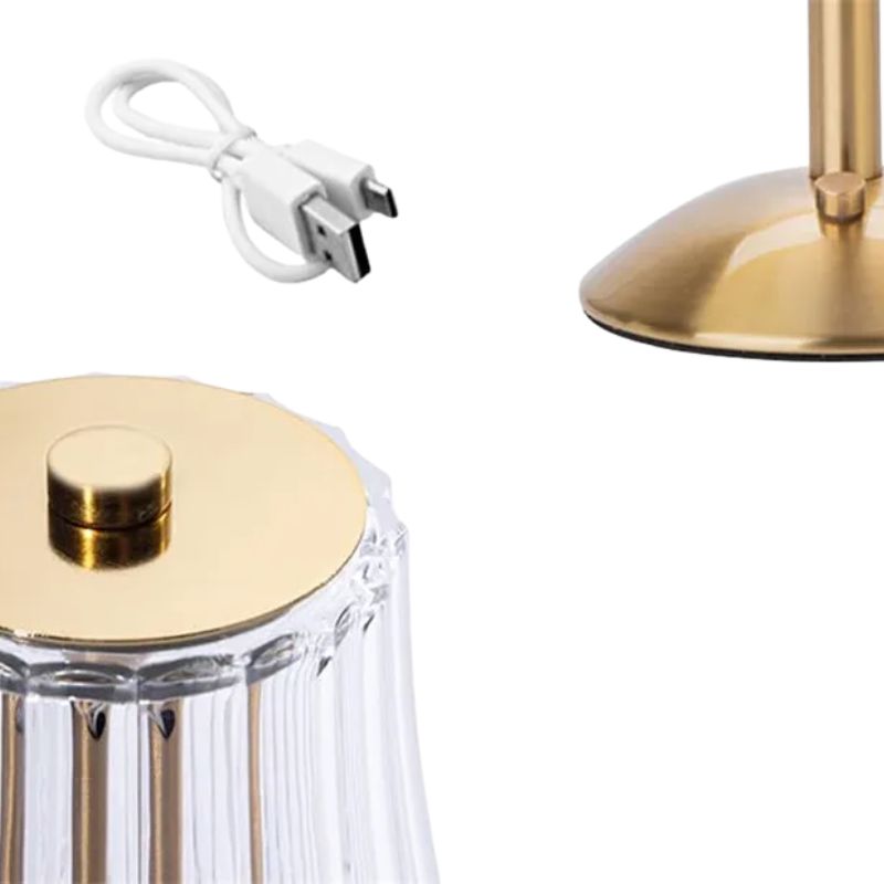 Lampe De Table Cristal Avec Pied Doré Chic