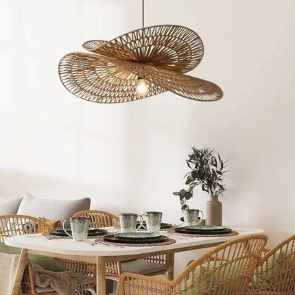 Suspension Escalier Luminaire Déco Rotin Naturel