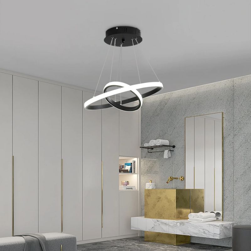 Lampe Design Suspendue Double Anneaux Élégants